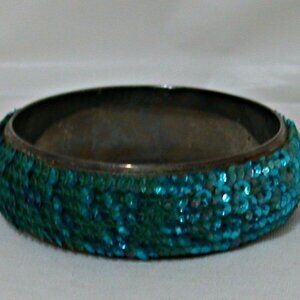 Handmade Vintage Sequin Bangle Bracelets Turquoise